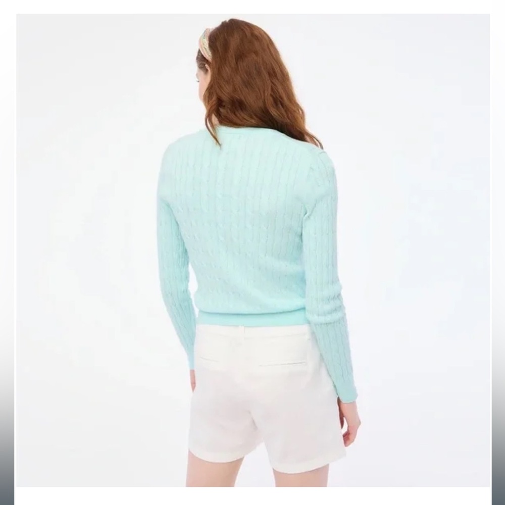 J CREW CABLE CLASSIC CARDIGAN ICY MINT XL - Picture 3 of 4